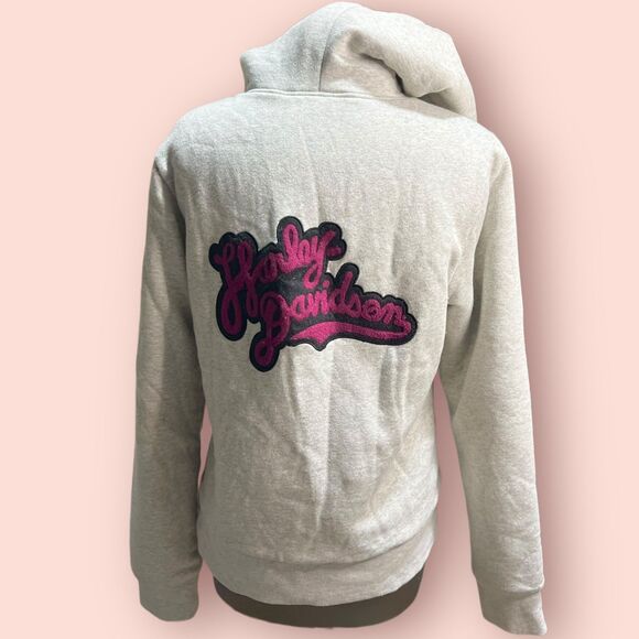 Harley-Davidson Gray zip up Sherpa Hoodie with Logo - Picture 5 of 10